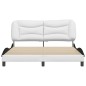 vidaXL Estructura cama cabecero cuero sintético blanco negro 160x200cm vidaXL Estructura cama cabecero cuero sintético blanco negro 160x200cm