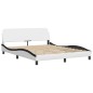 vidaXL Estructura cama cabecero cuero sintético blanco negro 160x200cm vidaXL Estructura cama cabecero cuero sintético blanco negro 160x200cm