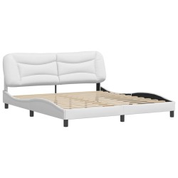 vidaXL Estructura de cama cabecero cuero sintético blanco 180x200 cm