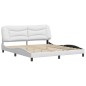 vidaXL Estructura de cama cabecero cuero sintético blanco 180x200 cm
