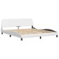 vidaXL Estructura de cama cabecero cuero sintético blanco 180x200 cm