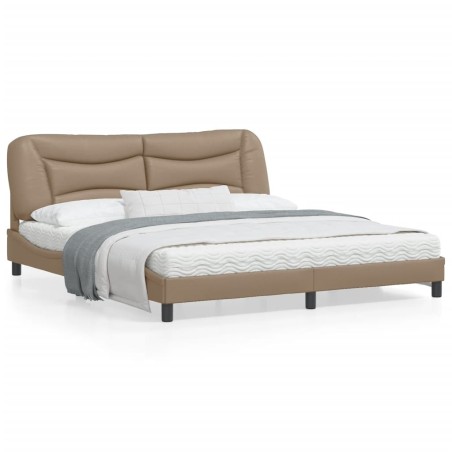 vidaXL Estructura de cama cabecero cuero sintético capuchino 180x200cm
