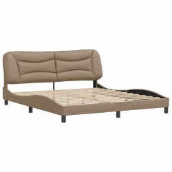vidaXL Estructura de cama cabecero cuero sintético capuchino 180x200cm