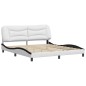 vidaXL Estructura de cama con cabecero cuero sintético blanco y negro vidaXL Estructura de cama con cabecero cuero sintético blanco y negro