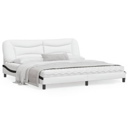 vidaXL Estructura de cama con cabecero cuero sintético blanco y negro