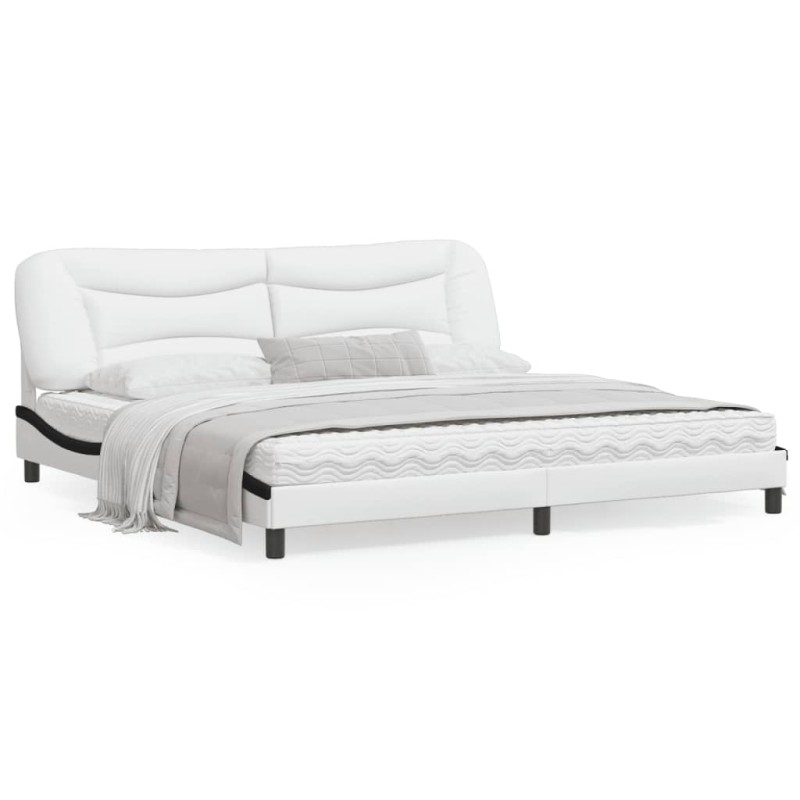 vidaXL Estructura de cama con cabecero cuero sintético blanco y negro vidaXL Estructura de cama con cabecero cuero sintético blanco y negro
