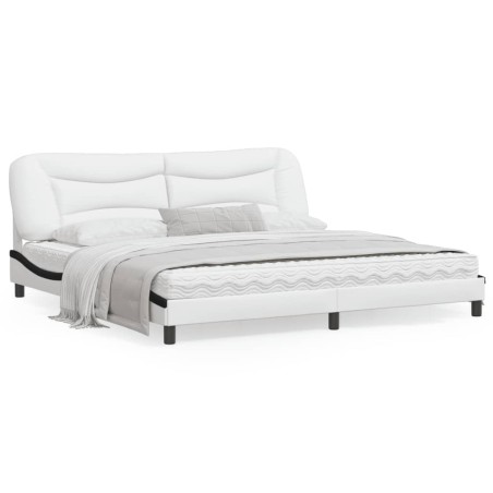 vidaXL Estructura de cama con cabecero cuero sintético blanco y negro