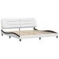vidaXL Estructura de cama con cabecero cuero sintético blanco y negro vidaXL Estructura de cama con cabecero cuero sintético blanco y negro