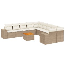 vidaXL Set de sofás de jardín 11pzas con cojines ratán sintético beige