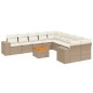 vidaXL Set de sofás de jardín 11pzas con cojines ratán sintético beige vidaXL Set de sofás de jardín 11pzas con cojines ratán sintético beige