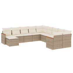 vidaXL Set de sofás de jardín 11pzas con cojines ratán sintético beige