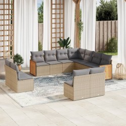vidaXL Set de sofás de jardín 11pzas con cojines ratán sintético beige