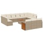 vidaXL Set de sofás de jardín y cojines 14 pzas ratán sintético beige