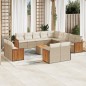 vidaXL Set sofás de jardín 14 pzas con cojines ratán sintético beige vidaXL Set sofás de jardín 14 pzas con cojines ratán sintético beige