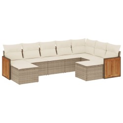 vidaXL Set de sofás de jardín 9 pzas con cojines ratán sintético beige