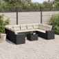 vidaXL Set de sofás de jardín 10 pzas cojines ratán sintético negro vidaXL Set de sofás de jardín 10 pzas cojines ratán sintético negro