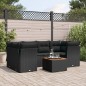 vidaXL Set de comedor de jardín 7 pzas y cojines ratán sintético negro vidaXL Set de comedor de jardín 7 pzas y cojines ratán sintético negro