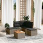 vidaXL Set de muebles de jardín 6 pzas y cojines ratán sintético gris vidaXL Set de muebles de jardín 6 pzas y cojines ratán sintético gris