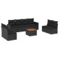 vidaXL Set de sofás de jardín 8 piezas y cojines ratán sintético negro vidaXL Set de sofás de jardín 8 piezas y cojines ratán sintético negro