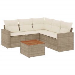 vidaXL Juego de sofás jardín con cojines 6 pzas ratán sintético beige