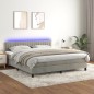 vidaXL Cama box spring colchón y LED terciopelo gris claro 180x200 cm