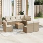 vidaXL Set de sofás de jardín 9 pzas con cojines ratán sintético beige vidaXL Set de sofás de jardín 9 pzas con cojines ratán sintético beige