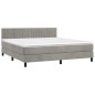 vidaXL Cama box spring colchón y LED terciopelo gris claro 180x200 cm