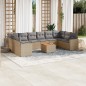 vidaXL Juego de sofás jardín con cojines beige mezcla 11 pzas ratán PE vidaXL Juego de sofás jardín con cojines beige mezcla 11 pzas ratán PE