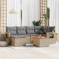 vidaXL Juego de sofás jardín con cojines beige mezcla 7 pzas ratán PE vidaXL Juego de sofás jardín con cojines beige mezcla 7 pzas ratán PE