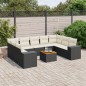 vidaXL Set de sofás de jardín 10 pzas cojines ratán sintético negro vidaXL Set de sofás de jardín 10 pzas cojines ratán sintético negro