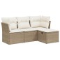 vidaXL Juego de sofás jardín con cojines 4 pzas ratán sintético beige vidaXL Juego de sofás jardín con cojines 4 pzas ratán sintético beige