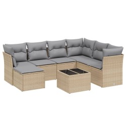 vidaXL Juego de sofás jardín con cojines beige mezcla 8 pzas ratán PE