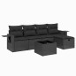 vidaXL Set de sofás de jardín 6 piezas y cojines ratán sintético negro vidaXL Set de sofás de jardín 6 piezas y cojines ratán sintético negro