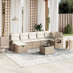 vidaXL Juego de sofás de jardín con cojines beige 8 pzas ratán PE