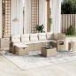 vidaXL Juego de sofás de jardín con cojines beige 8 pzas ratán PE