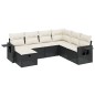 vidaXL Set de comedor de jardín 7 pzas y cojines ratán sintético negro vidaXL Set de comedor de jardín 7 pzas y cojines ratán sintético negro