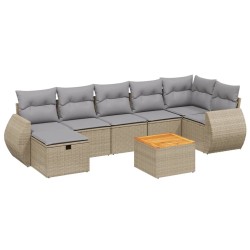 vidaXL Juego de sofás jardín con cojines beige mezcla 8 pzas ratán PE