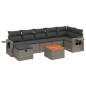 vidaXL Set de sofás de jardín 8 pzas y cojines ratán sintético gris vidaXL Set de sofás de jardín 8 pzas y cojines ratán sintético gris