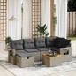 vidaXL Set de sofás de jardín 7 piezas con cojines ratán PE gris vidaXL Set de sofás de jardín 7 piezas con cojines ratán PE gris