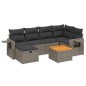 vidaXL Set de sofás de jardín 7 piezas con cojines ratán PE gris vidaXL Set de sofás de jardín 7 piezas con cojines ratán PE gris