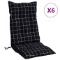vidaXL Cojines para silla respaldo alto 6 uds tela a cuadros negro vidaXL Cojines para silla respaldo alto 6 uds tela a cuadros negro