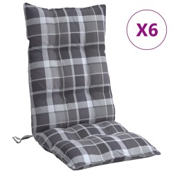 vidaXL Cojines para silla respaldo alto 6 uds tela Oxford cuadros gris