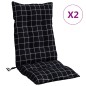vidaXL Cojines para silla respaldo alto 2 uds tela a cuadros negro vidaXL Cojines para silla respaldo alto 2 uds tela a cuadros negro