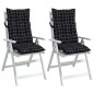 vidaXL Cojines para silla respaldo alto 2 uds tela a cuadros negro vidaXL Cojines para silla respaldo alto 2 uds tela a cuadros negro