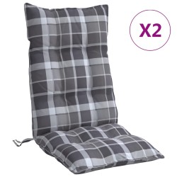 vidaXL Cojines para silla respaldo alto 2 uds tela Oxford cuadros gris