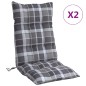 vidaXL Cojines para silla respaldo alto 2 uds tela Oxford cuadros gris