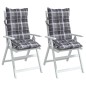 vidaXL Cojines para silla respaldo alto 2 uds tela Oxford cuadros gris