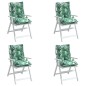 vidaXL Cojines para silla respaldo bajo 4 uds tela estampado de hojas vidaXL Cojines para silla respaldo bajo 4 uds tela estampado de hojas