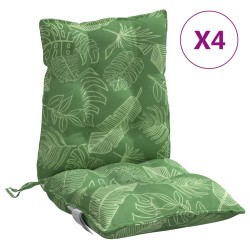 vidaXL Cojines para silla respaldo bajo 4 uds tela estampado de hojas