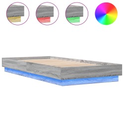 vidaXL Estructura de cama con luces LED gris Sonoma 90x200 cm